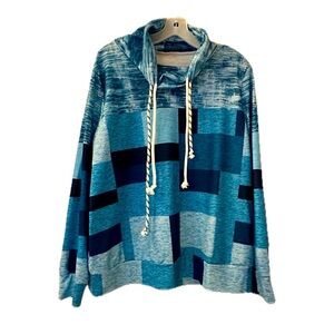 Women’s Blue Block Pattern Hoodie - Size XL - NWOT
